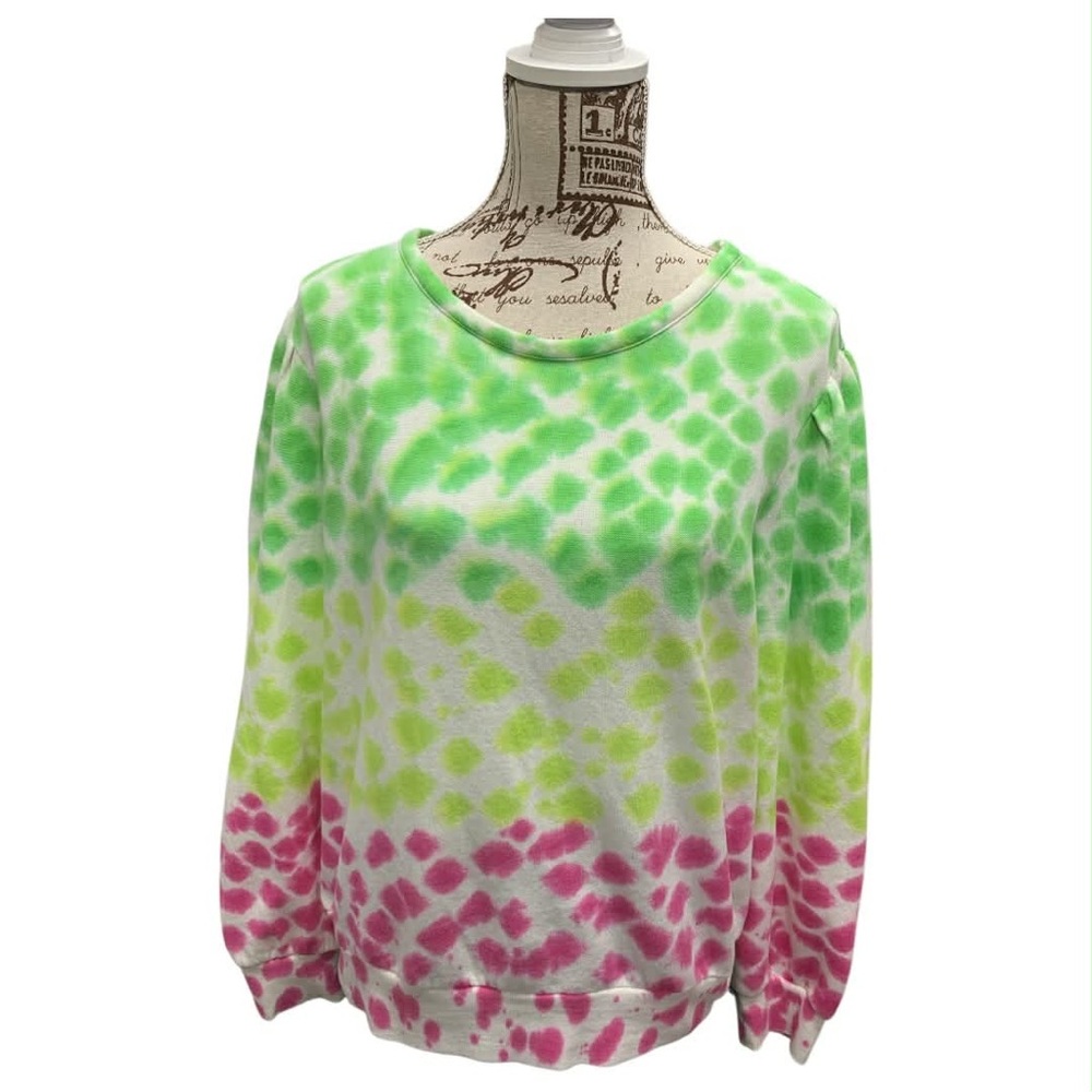 Halogen Green, Yellow, and Pink Tie-Dye Sweatshirt Size M